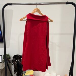 Alice and Olivia Chic Red Mini Dress with Cape